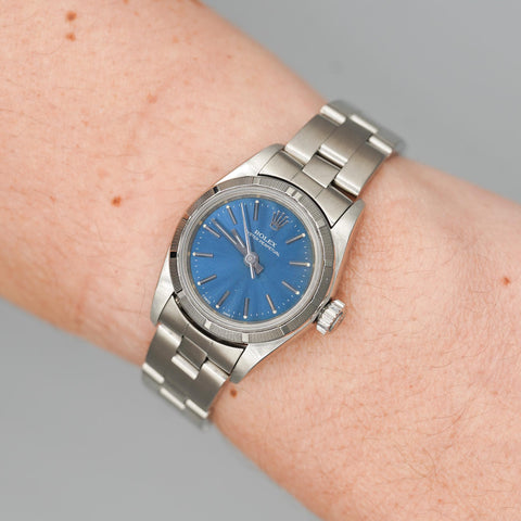 Rolex Lady Oyster Blue Dial 76030 Engine Bezel Blue Dial Watch