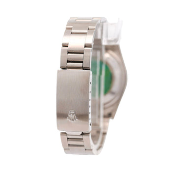 Rolex OP Date 15210 Steel Blue Dial Engine Turned Bezel Watch – Assay Jewelers