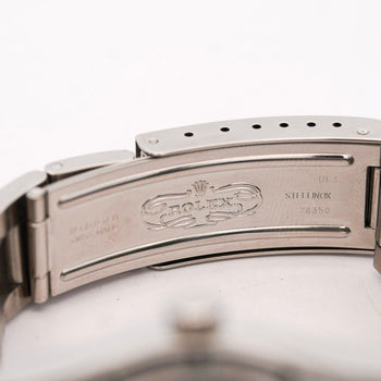 Rolex OP Date 15210 Steel Blue Dial Engine Turned Bezel Watch – Assay Jewelers