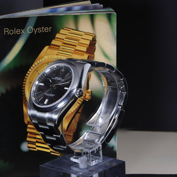 Rolex Oyster Perpetual 114300 Rhodium Dial 39mm Stainless Steel Full Set Watch – Assay Jewelers