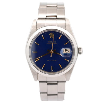 Rolex Oysterdate Precision Ref. 6694 Blue Dial 34mm Stainless Steel Wristwatch – Assay Jewelers