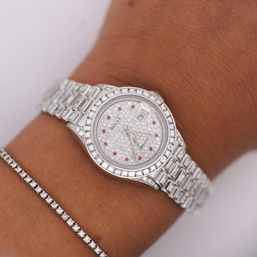 Rolex Platinum DateJust Presidential 15 Carat Diamond 26mm Watch