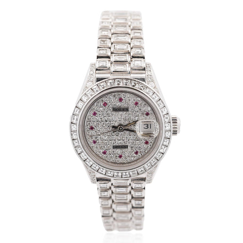 Rolex Platinum DateJust Presidential 15 Carat Diamond 26mm Watch