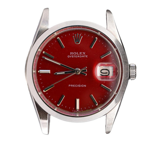 Rolex Precision OysterDate Red Dial 34MM Watch Face