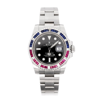 Rolex Submariner Date 116610 USA "4th of July" Ruby Sapphire Diamond Bezel Watch w Papers – Assay Jewelers