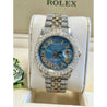 Rolex Tiffany Blue Fully Iced Out Diamond Datejust Watch