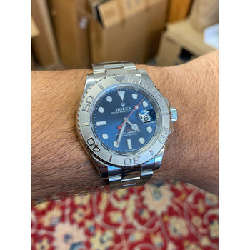 Rolex Yacht-Master 40mm Blue Face Platinum Bezel with Oyster Band – Assay Jewelers