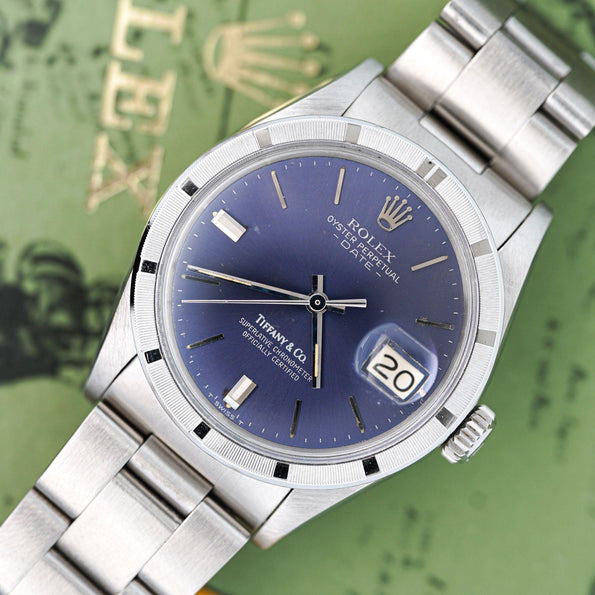 Rolex for Tiffany and Co Oyster Perpetual Date 15210 Dark Blue Dial Watch