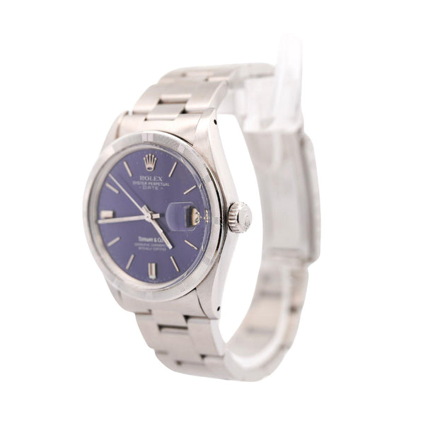 Rolex for Tiffany and Co Oyster Perpetual Date 15210 Dark Blue Dial Watch