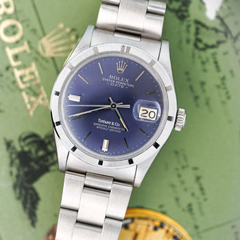 Rolex for Tiffany and Co Oyster Perpetual Date 15210 Dark Blue Dial Watch – Assay Jewelers