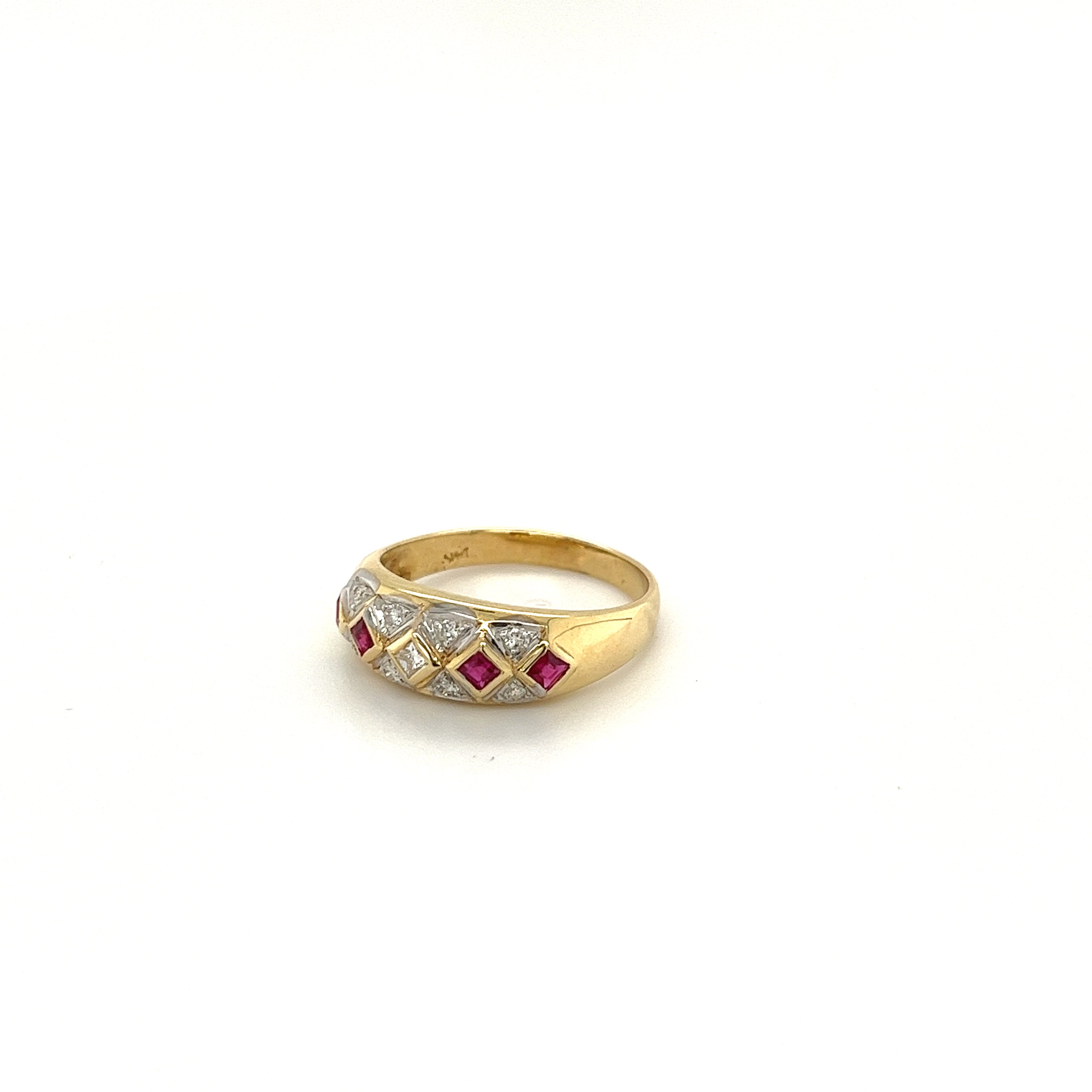 Ruby and Diamond Art Deco Square Pattern Vintage Ring-Assay Jewelers-ASSAY