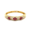 Ruby and Diamond Cluster Bangle in 18K Yellow Gold-Bangle-ASSAY