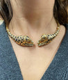 Sapphire and Diamond 18K Gold Leopard Motif Choker Necklace