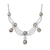 South Sea "Akoya" Gray Pearl, White Diamond Platinum Necklace Earrings Set