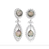 South Sea Black Pearl, White Diamond Platinum Necklace Earrings Set