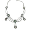 South Sea Black Pearl, White Diamond Platinum Necklace Earrings Set