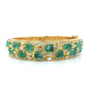 Square Cut Emerald and Baguette Diamond Bangle in 18k Yellow Gold-Bangles-ASSAY