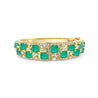 Square Cut Emerald and Baguette Diamond Bangle in 18k Yellow Gold