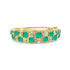 Square Cut Emerald and Baguette Diamond Bangle in 18k Yellow Gold