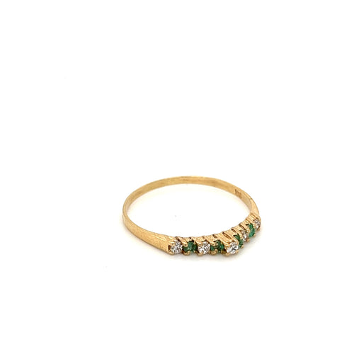 Thin Dainty Emerald and Diamond Band Ring in 14K Gold