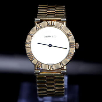 Tiffany & Co Atlas 18K Gold 31mm Cream Dial Quartz 3 Row Bracelet Watch – Assay Jewelers