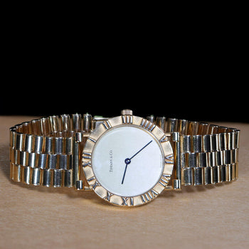 Tiffany & Co Atlas 18K Gold 31mm Cream Dial Quartz 3 Row Bracelet Watch – Assay Jewelers