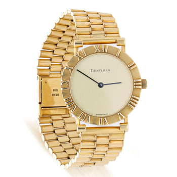 Tiffany & Co Atlas 18K Gold 31mm Cream Dial Quartz 3 Row Bracelet Watch – Assay Jewelers