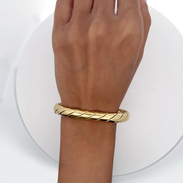 Tiffany & Co. 18K Gold Braided Twisted Rope Hinged Bangle Bracelet