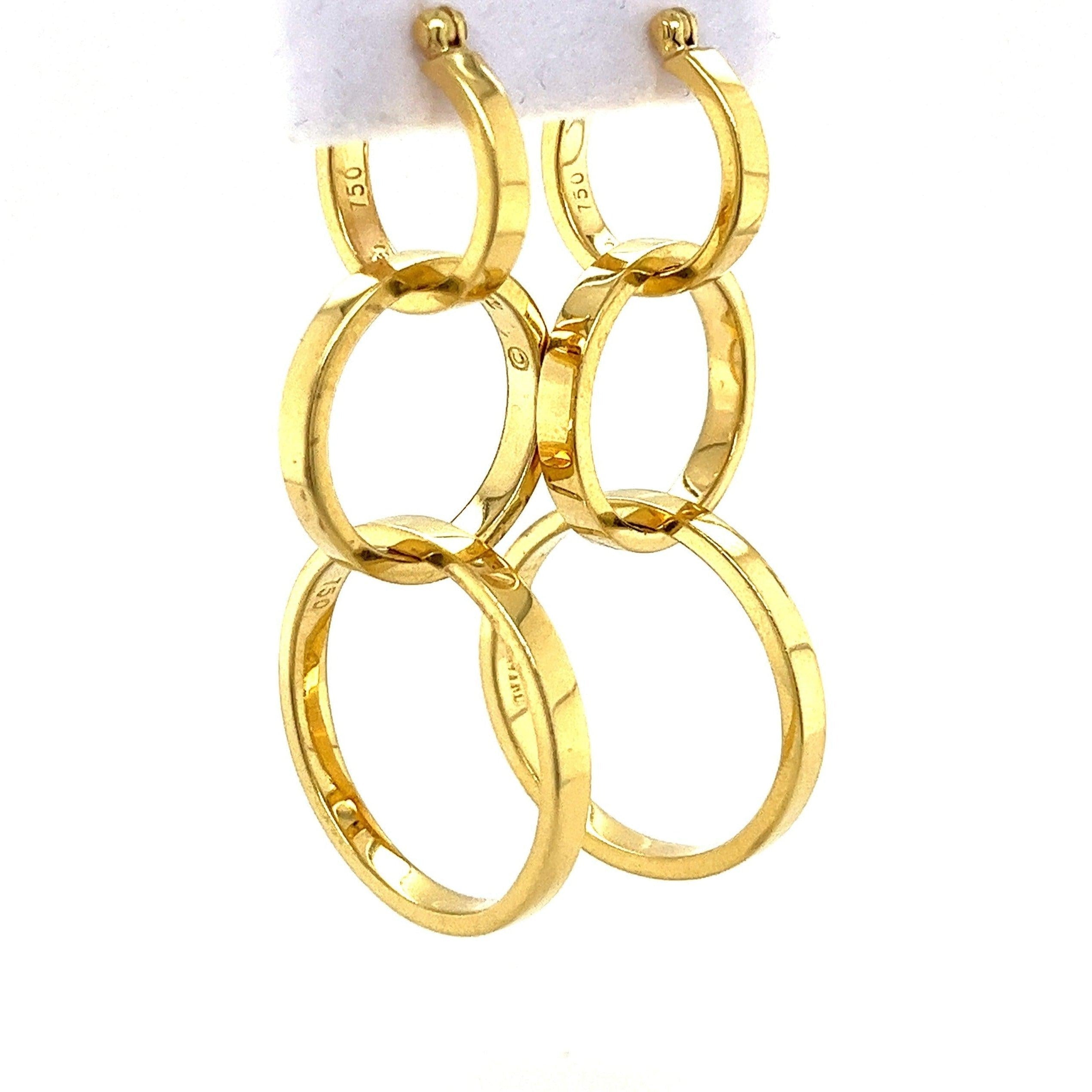 Tiffany & Co. 18K Gold Paloma Picasso 3 Ring Interlocking Hoop Earrings-Earrings-ASSAY