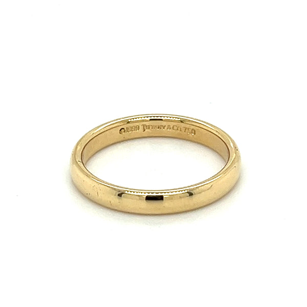 Tiffany Signed 18K Solid Yellow Gold 3MM Wedding Ring Band