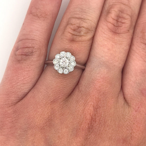 Tiffany & Co. Vintage Flower Shape Diamond Ring in Platinum Setting