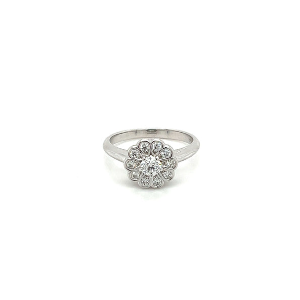 Tiffany & Co. Vintage Flower Shape Diamond Ring in Platinum Setting