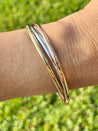 Tri-Color Interlocking Bangle in 18k White, Rose, and Yellow Gold