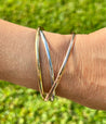 Tri-Color Interlocking Bangle in 18k White, Rose, and Yellow Gold