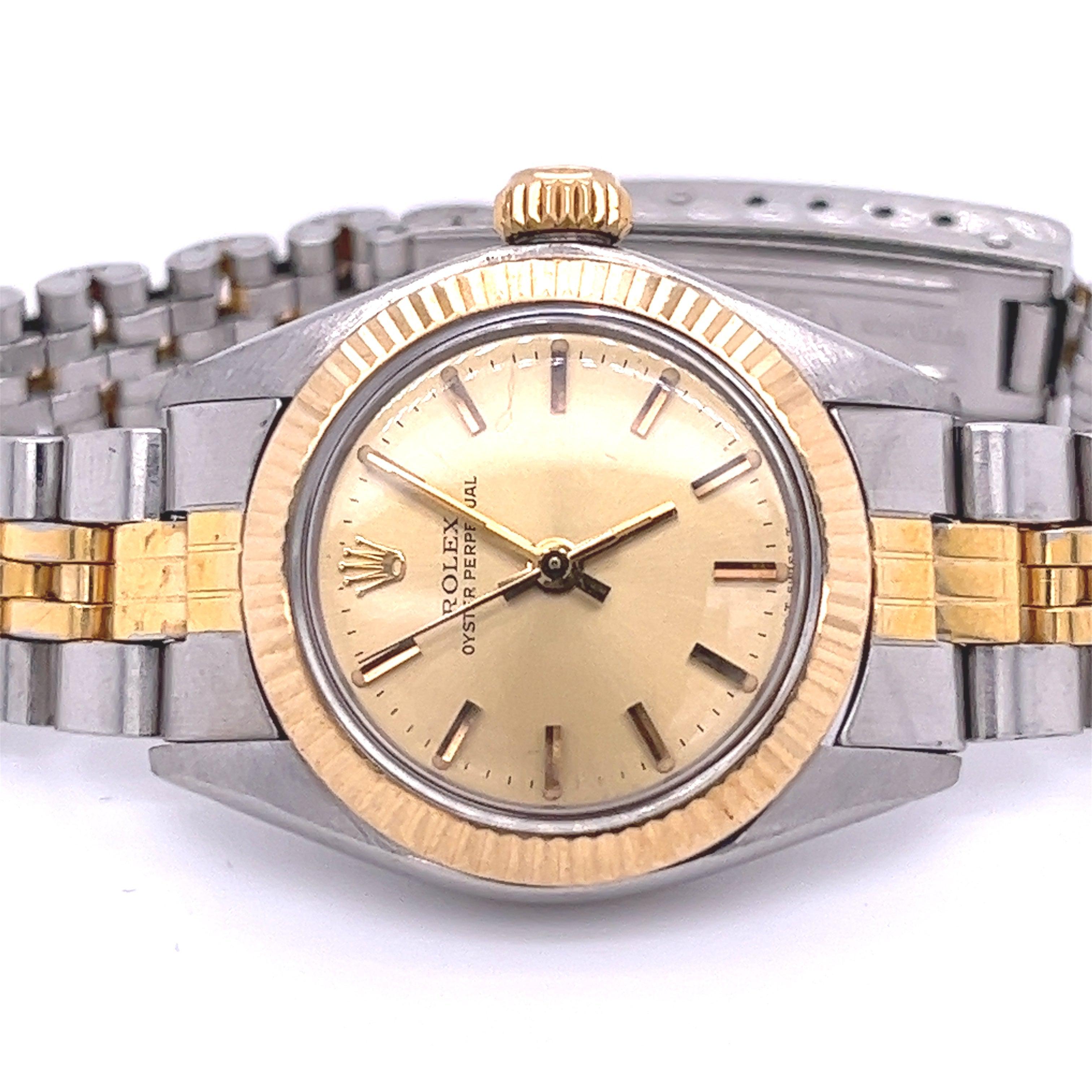 Two Tone Ladies Rolex Ref. 6619 25mm Dial Oyster Perpetual Watch-Watches-ASSAY