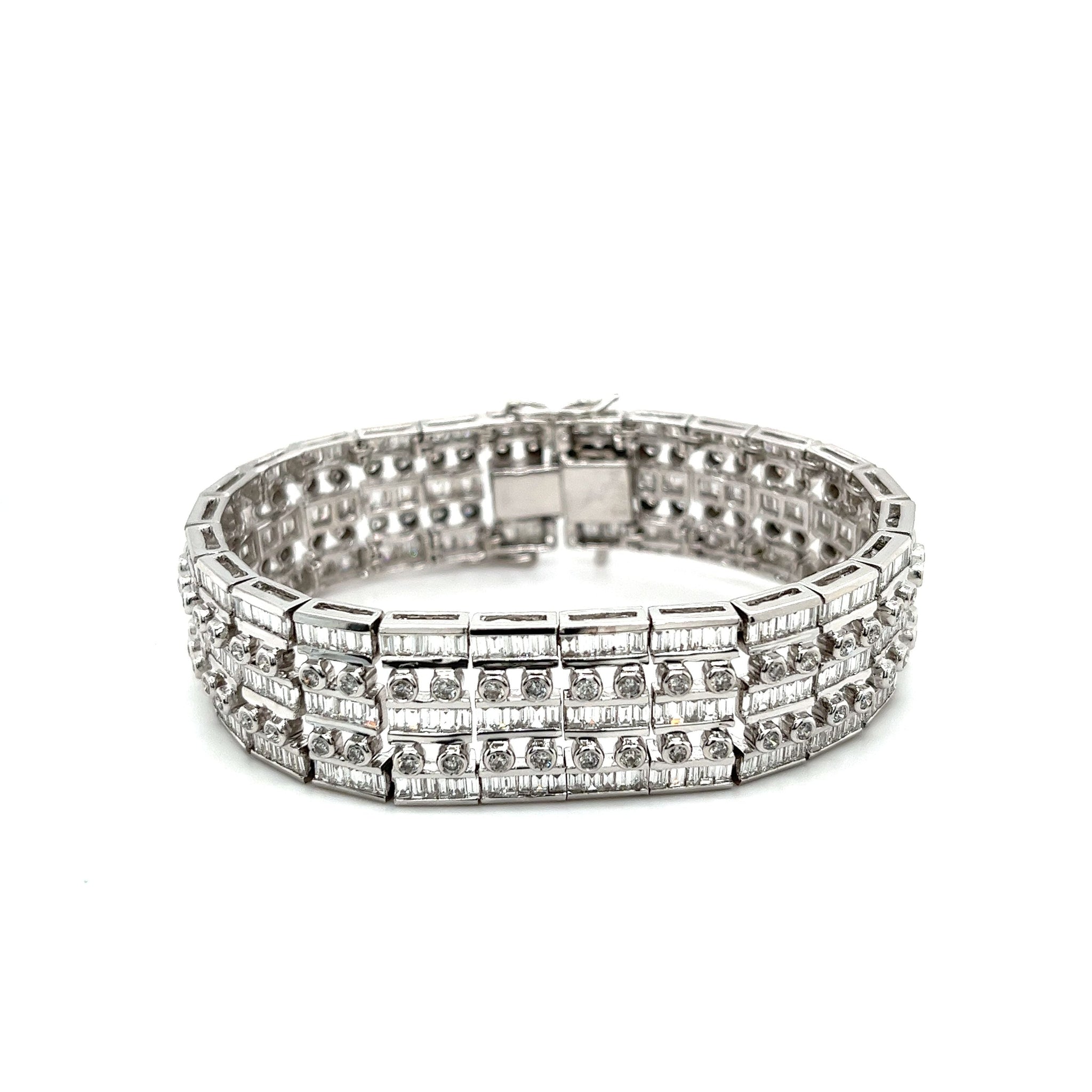 2.07 CT Mens Three Row Diamond Rubber Bracelet-Certified Jewelry – Diagaa