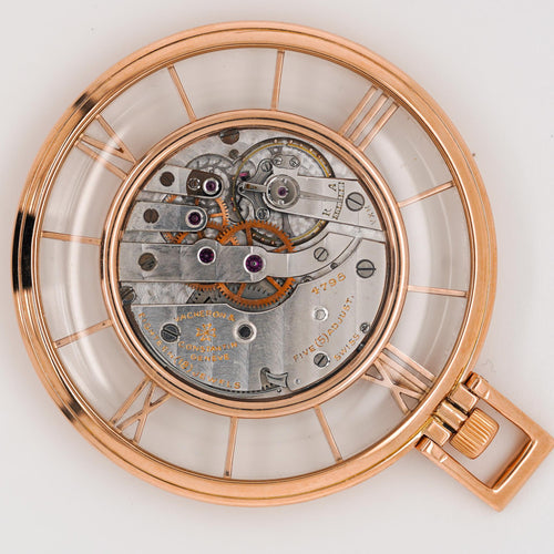 Vacheron Constantin 4798 Skeleton Roman Bezel 18K Rose Gold Pocket Watch