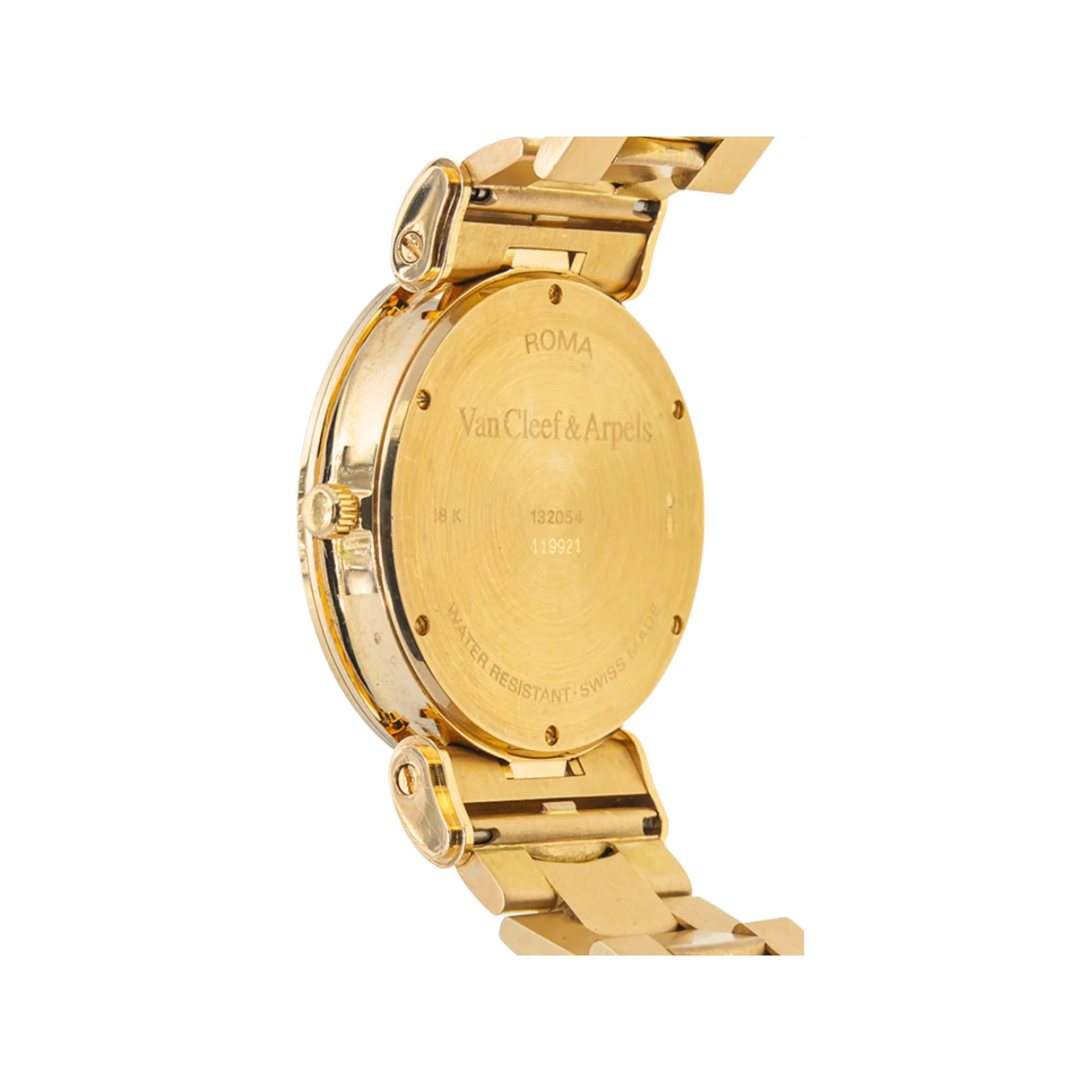 Van Cleef & Arpels 18K Gold 37MM Black Dial Automatic Watch in Gold Bracelet-Watches-ASSAY