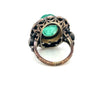 Victorian Era 15 Carat Carved Emerald Beetle Antique Ring with Diamond Halo in 18K Yellow Gold and Silver-Rings-ASSAY