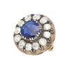 Natural No Heat 3.82 Carat Sapphire Brooch & Sapphire Stones in Silver & 9K Gold