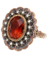 Victorian Era Antique 3.5 Carat Citrine and Diamond GIA Certified in Silver/Gold Ring