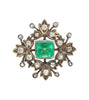 Victorian-Era Brooch With AGL Certified 3.12 Carat No Oil Colombian Emerald & Old Euro Cut Diamonds