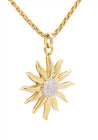 Vintage 0.85 Carat Sun Motif Diamond Pendant Necklace Crafted in 18k Yellow Gold