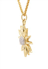 Vintage 0.85 Carat Sun Motif Diamond Pendant Necklace Crafted in 18k Yellow Gold