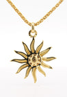 Vintage 0.85 Carat Sun Motif Diamond Pendant Necklace Crafted in 18k Yellow Gold