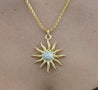 Vintage 0.85 Carat Sun Motif Diamond Pendant Necklace Crafted in 18k Yellow Gold