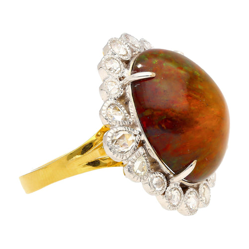 Rose Cut Diamond Halo 18K Gold Ring