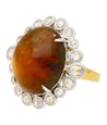 Vintage 11.36 Carat Opal and Rose Cut Diamond Halo Ring In 18K Gold