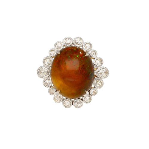 Rose Cut Diamond Halo 18K Gold Ring
