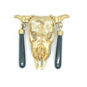 Vintage 14K Brushed Yellow Gold MIGNON FAGET signed Dead Bull Brooch or Pendant-Brooch/Pendant-ASSAY